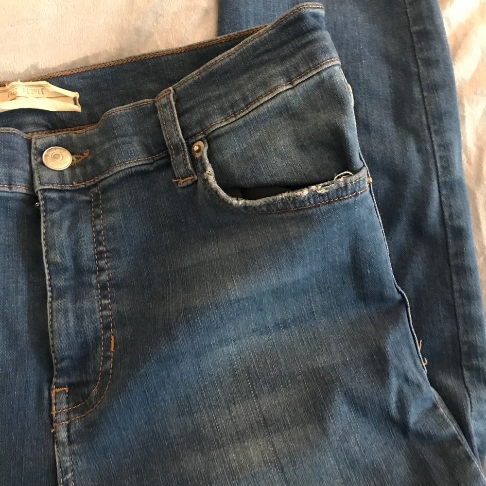 Free People Blue Distressed Skinny Jeans Size W29 Short - Picture 6 of 12